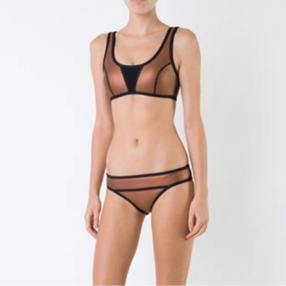 NWT Duskii Neoprene Ochre Bikini Amber Brown Bronze Metallic Set- Size XS